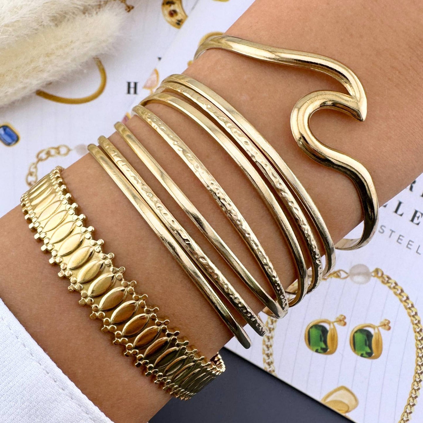 Wave Bangle Bracelet