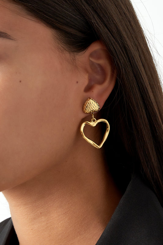 Forever Yours, Gold Heart Earrings