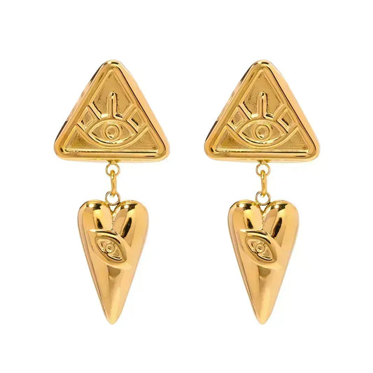 Evil eye gold drop earrings